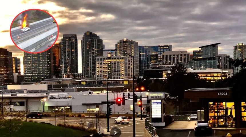 Car Fire Closes I-405 Lanes in South Bellevue, 2026